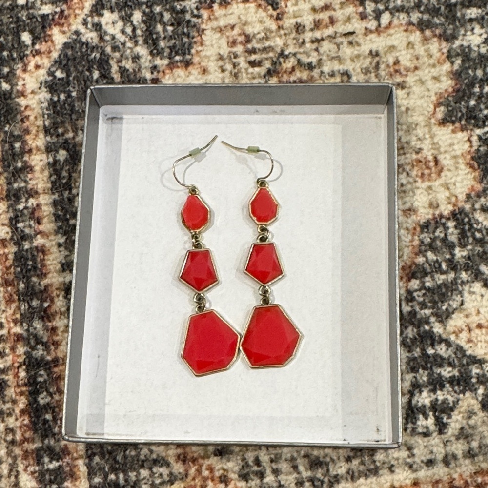 Burnt Pink and Gold Drop Chandelier Earrings